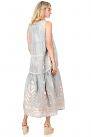 Greek Archaic Kori |  Embroidered maxi dress Lisa | grey  | Picture 5