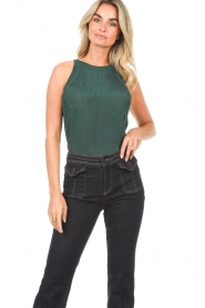 ba&sh |  Halter top with lurex Zichy | green  | Picture 4