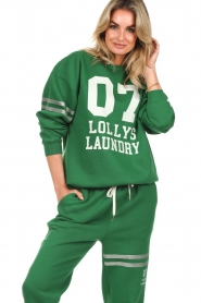Lollys Laundry |  Sweater with logo print Madrid | green  | Picture 2