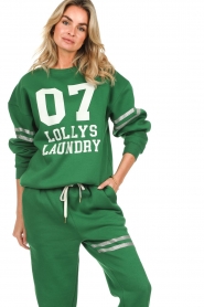 Lollys Laundry |  Sweater with logo print Madrid | green  | Picture 4