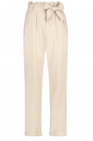Aaiko |  Trousers with tie belt Rayon | natural