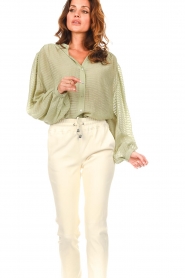 Aaiko |  Blouse with striped details Soya | green  | Picture 4