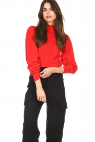 Twinset |  Turtleneck sweater with puff sleeves Dolcevita | red   | Picture 5