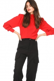 Twinset |  Turtleneck sweater with puff sleeves Dolcevita | red   | Picture 4