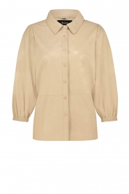 Ibana |  Leather blouse with puff sleeves Tirzah | latte