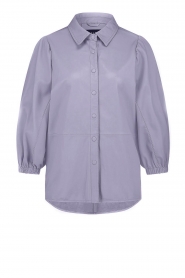 Ibana |  Leather blouse with puff sleeves Tirzah | lavender  | Picture 1
