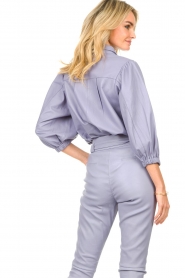 Ibana |  Leather blouse with puff sleeves Tirzah | lavender  | Picture 7