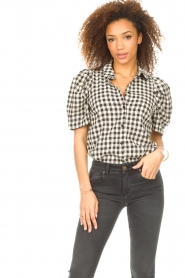 Lollys Laundry |  Checkered blouse Aby | black  | Picture 4