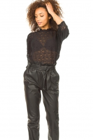 Lollys Laundry |  Lace top with puff sleeves Lilou | black  | Picture 4