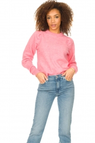 Lollys Laundry |  Sweater with balloon sleeves Pricilla | pink  | Picture 2
