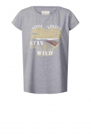 Lollys Laundry |  T-shirt with print Erika | gray  | Picture 1