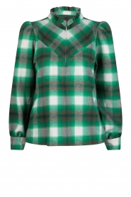  Checkered top with ruffles | green