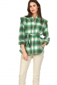 Dante 6 |  Checkered flannel blouse Rosy | green  | Picture 2