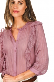 Lollys Laundry |  Blouse with ruffles Hanni | purple  | Picture 9