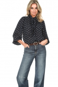 Lollys Laundry :  Pussybow blouse with polkadots Ellie | dark blue - img2