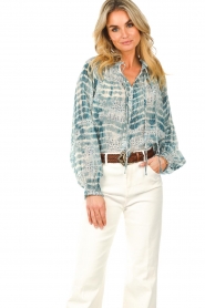 Suncoo |  See-through blouse with lurex Livia | blue  | Picture 6