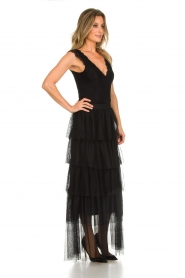 Atos Lombardini |  Tulle maxi skirt with pleats Becca | black   | Picture 4