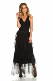 Atos Lombardini |  Tulle maxi skirt with pleats Becca | black   | Picture 2