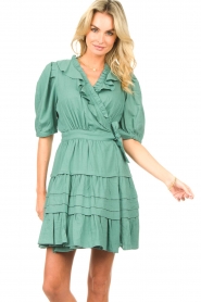 Suncoo |  Dress with tie belt Cyrina | green  | Picture 5