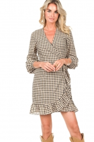Freebird |  Checkered wrap dress Rosy | yellow  | Picture 5