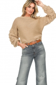 Kocca :  Knitted sweater with balloon sleeves Japai | camel - img2