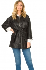 STUDIO AR |  Leather blouse jacket Axelle | black  | Picture 5