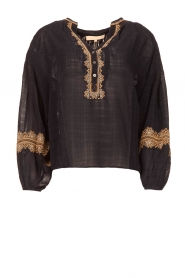 Vanessa Bruno |  Blouse with gold colored embroidery Nipoa | blue  | Picture 1