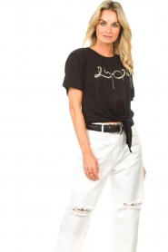 Liu Jo |  T-shirt with knotted bottom Kym | black  | Picture 4