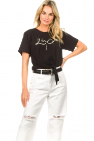 Liu Jo |  T-shirt with knotted bottom Kym | black  | Picture 2