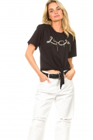 Liu Jo |  T-shirt with knotted bottom Kym | black  | Picture 5