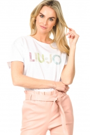 Liu Jo |  T-shirt with rhinestones logo Liv | white  | Picture 6