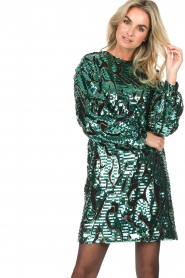 Silvian Heach :  Sequin dress with animal print Masaharu | green - img4
