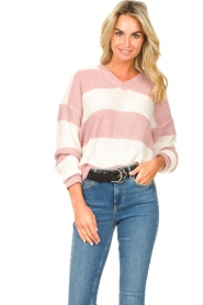 Liu Jo |  Sweater with striped print Mio | pink  | Picture 5