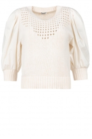 Liu Jo |  Broderie sweater with puff sleeves Louie | natural  | Picture 1