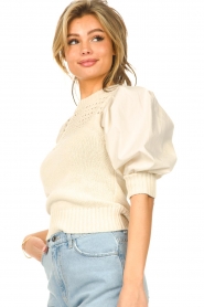 Liu Jo |  Knitted top with puff sleeves Louie | natural  | Picture 6