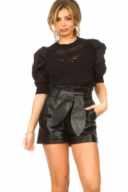 Liu Jo |  Knitted top with puff sleeves Louie | black  | Picture 4