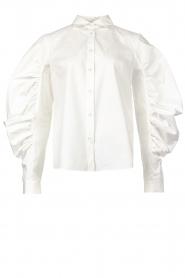 Silvian Heach |  Blouse with pleated puff sleeves Nabeul | white   | Picture 1