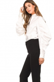 Silvian Heach |  Blouse with pleated puff sleeves Nabeul | white   | Picture 7