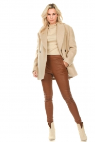 Silvian Heach |  Turtleneck with glossy finish Balag | beige  | Picture 3