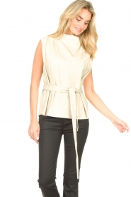 STUDIO AR |  Sleeveless leather top Sadie | natural  | Picture 4