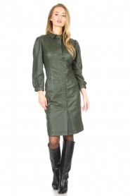 STUDIO AR |  Leather dress with puff sleeves Jamil  | green  | Picture 3