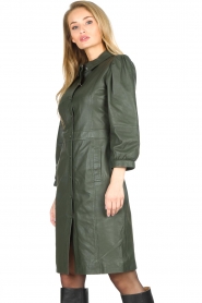 STUDIO AR |  Leather dress with puff sleeves Jamil  | green  | Picture 5