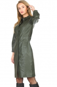 STUDIO AR |  Leather dress with puff sleeves Jamil  | green  | Picture 6