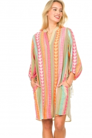 Devotion :  Jacquard caftan dress Liana | orange/pink - img2