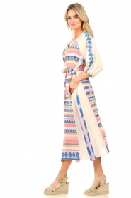 Devotion | Jacquardgeweven maxi-jurk Tina | blauw/roze   | Afbeelding 5