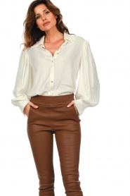 Aaiko :  Blouse with double shirt collar Noor | natural - img2