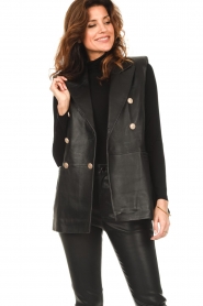 STUDIO AR :  Double-breasted leather waistcoat Marin | black - img5