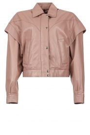  Leather jacket with statement shoulders Kimora | ash rose