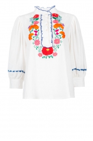  Blouse with flower embroidery Clothilde | white