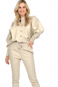 STUDIO AR :  Leather blouse Chelsea | naturel - img4
